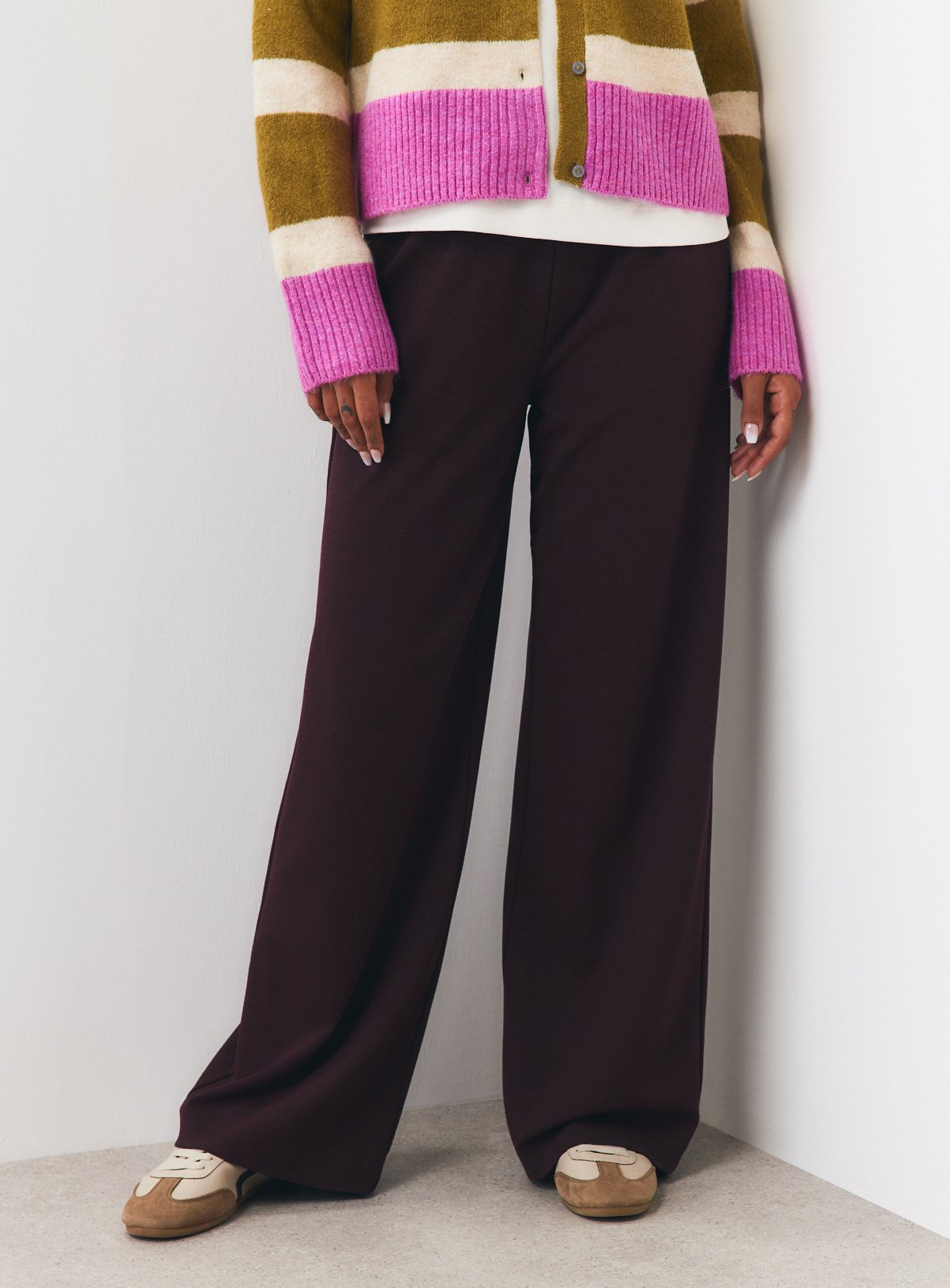 Dark Red Ponte Wide Leg Trousers 20L - Image 1 thumbnail